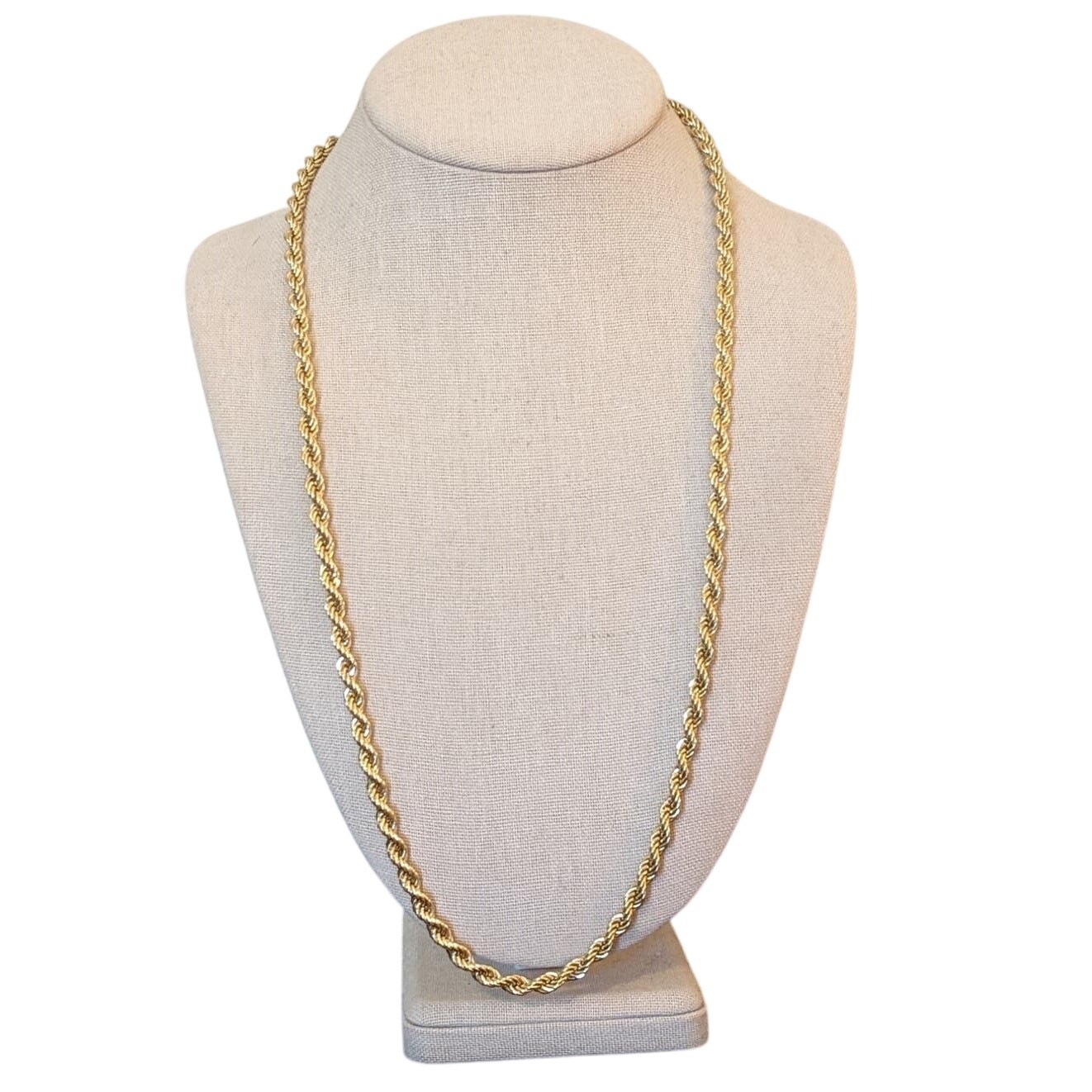 Vintage Monet Gold Tone 5mm Rope Chain 27″ Necklace W/ Sister Clasp