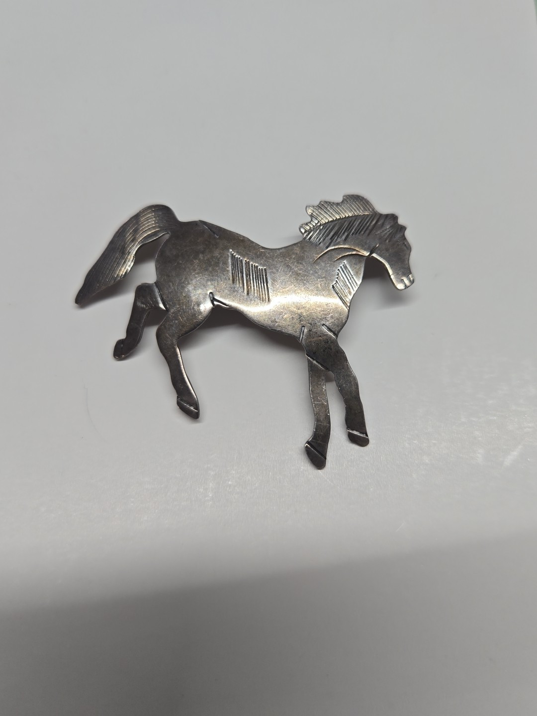 Vintage Ben J Chavez Sterling Horse Brooch Pendant