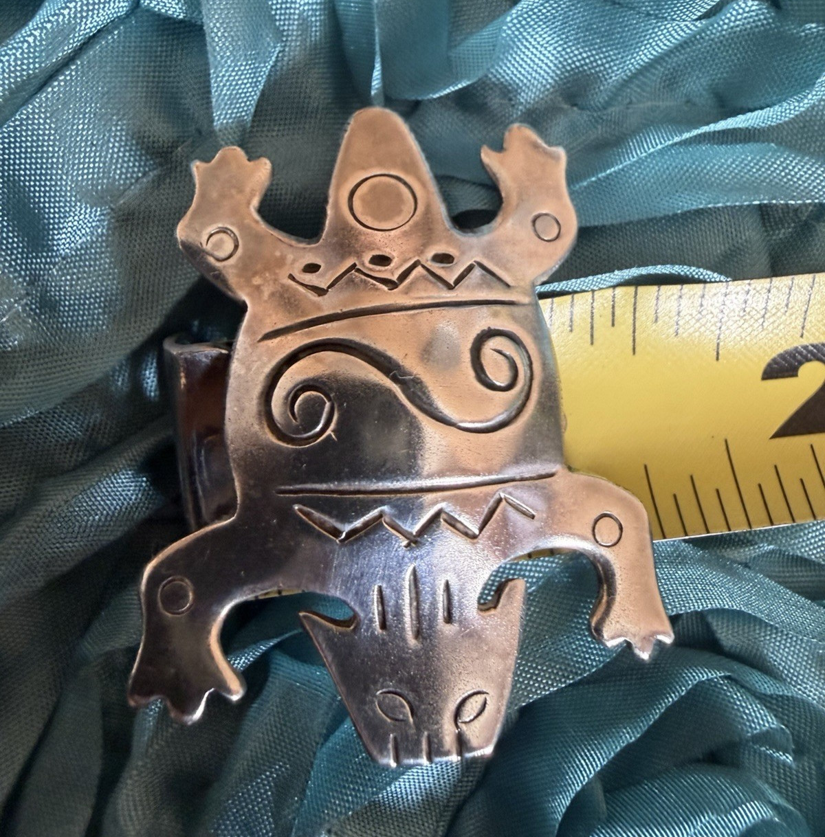Vintage Forbes 925 Sterling Silver Frog Brooch Pin Southwestern Tribal Artisan