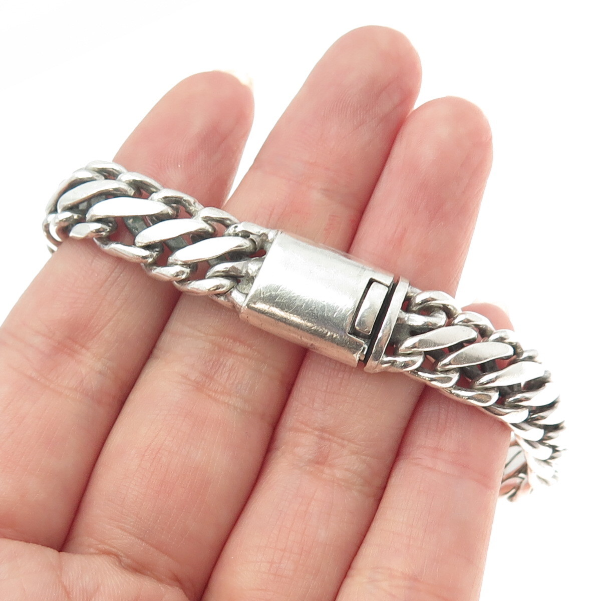 925 Sterling Silver Vintage Wheat Link Bracelet 8.5″