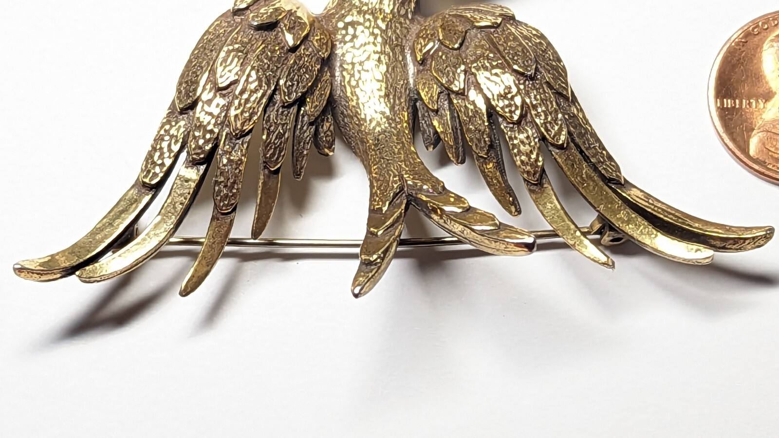 VINTAGE ZENTALL EAGLE BROOCH PIN SIGNED GOLD TONED