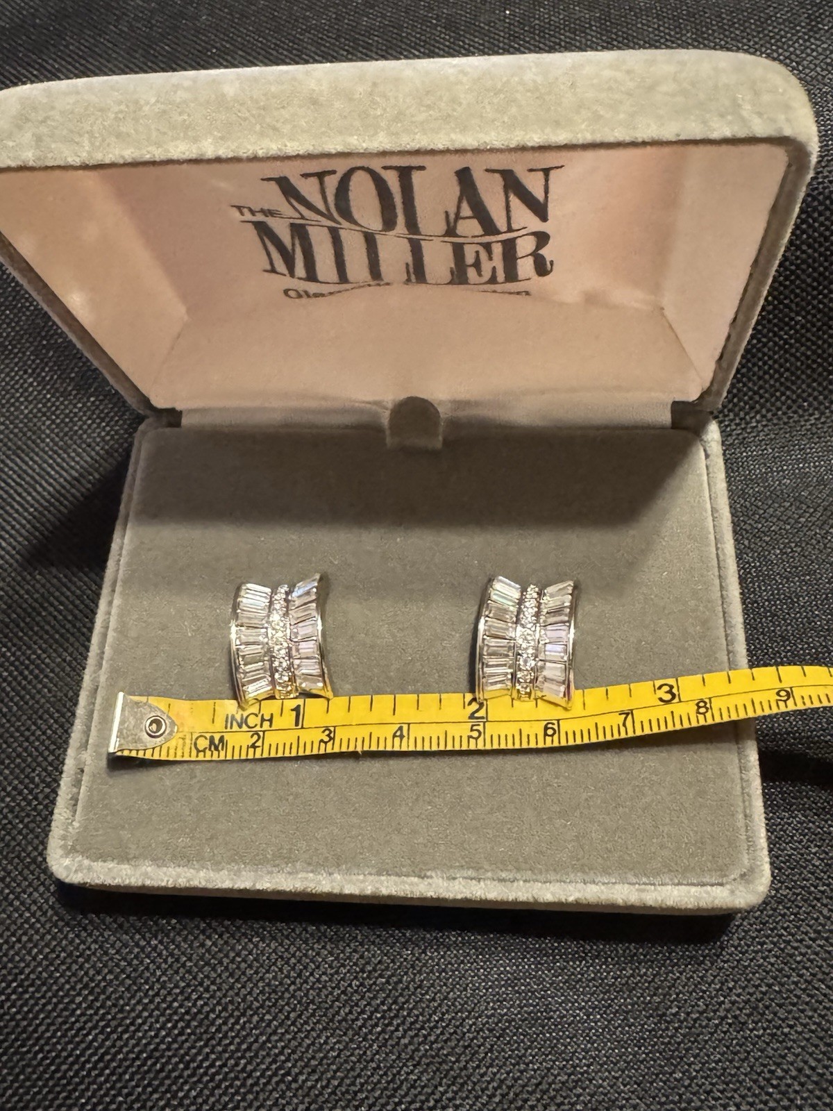 Vintage Nolan Miller Glamour Collection Silver Tone With White Crystal earrings