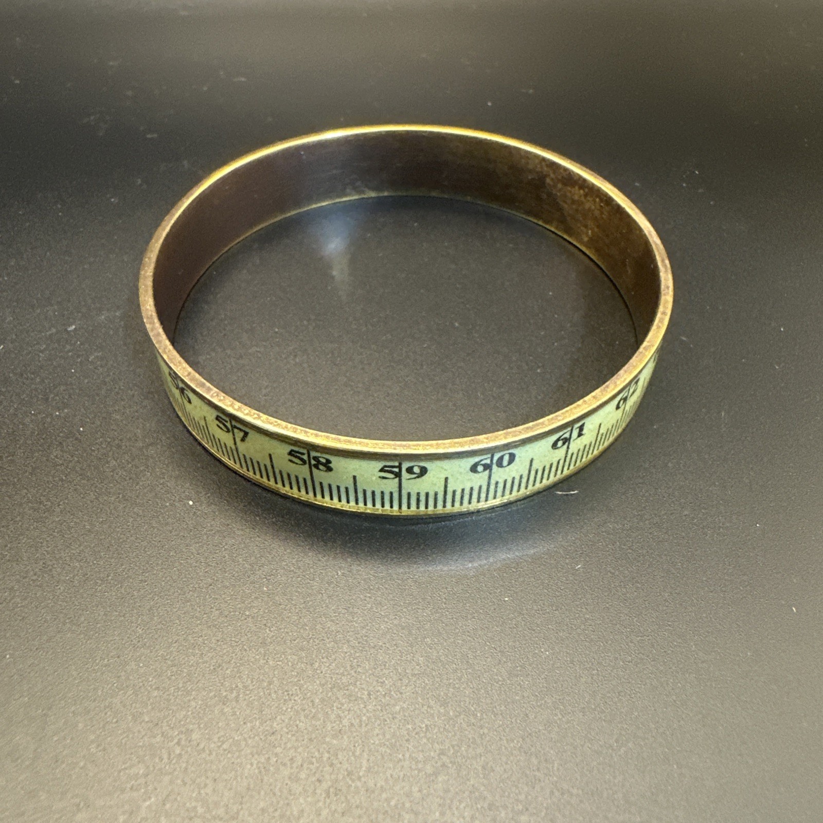 Brass Tone Bangle Ruler Measuring Tape Design Vintage