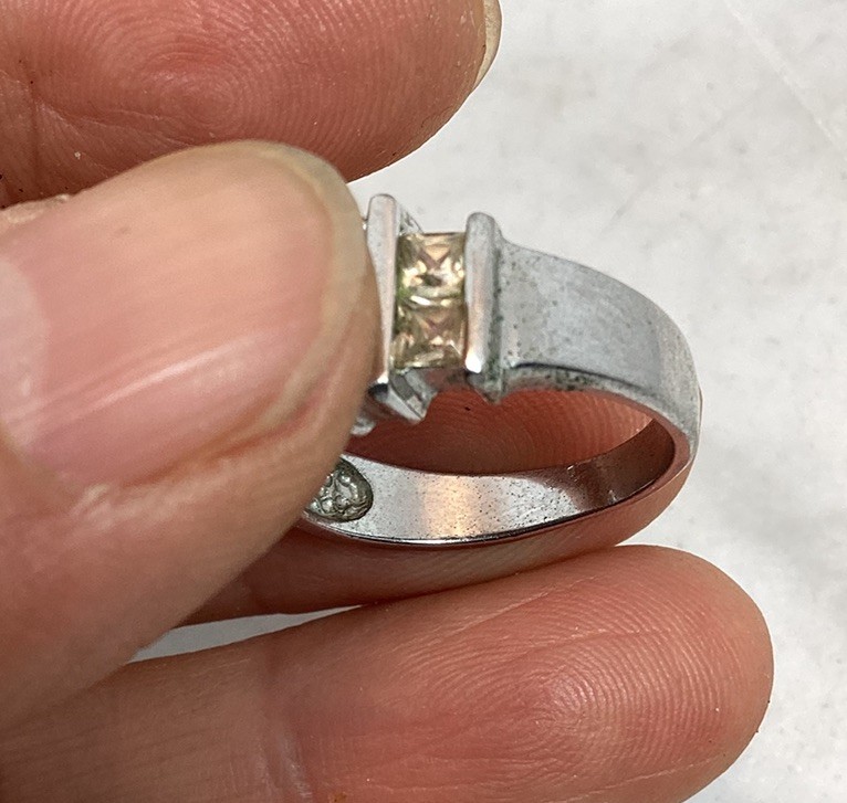 Vintage FAS 925 Sterling Silver Champagne Citrine CZ Cubic Zirconia Ring Size 7