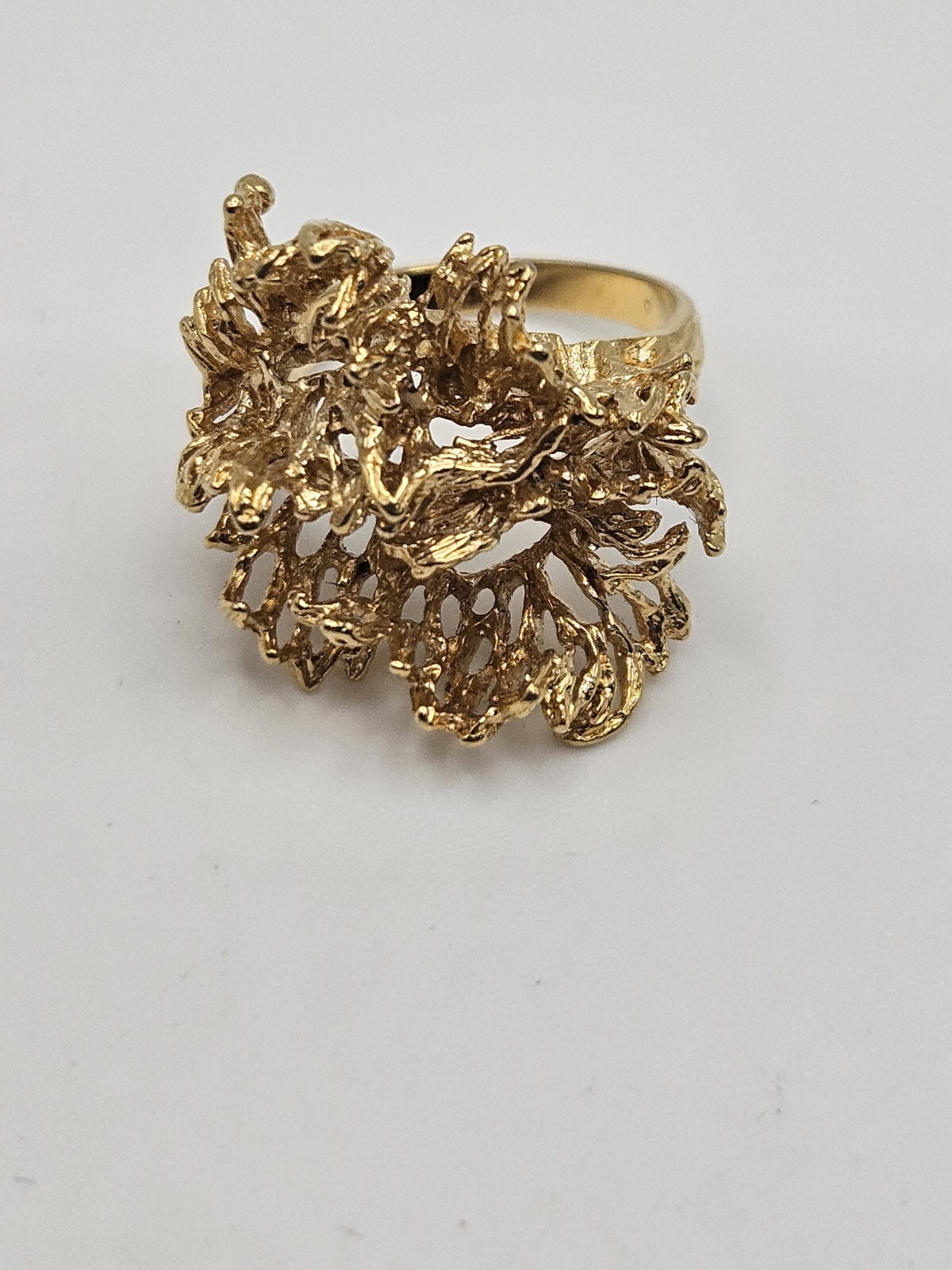 Vintage Modernist Brutalist Gold Tone Finish Over Brass Chunky Ring Size 6