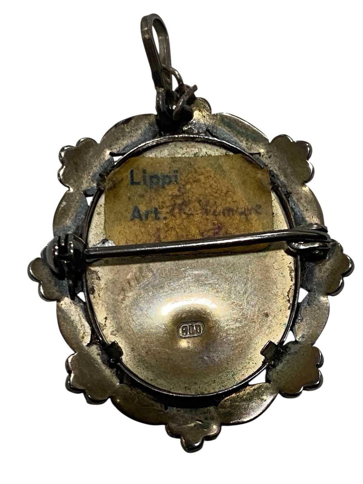 Vintage Lippi Art 800 Silver & Marcasite Brooch and/or Pendant Portrait Signed