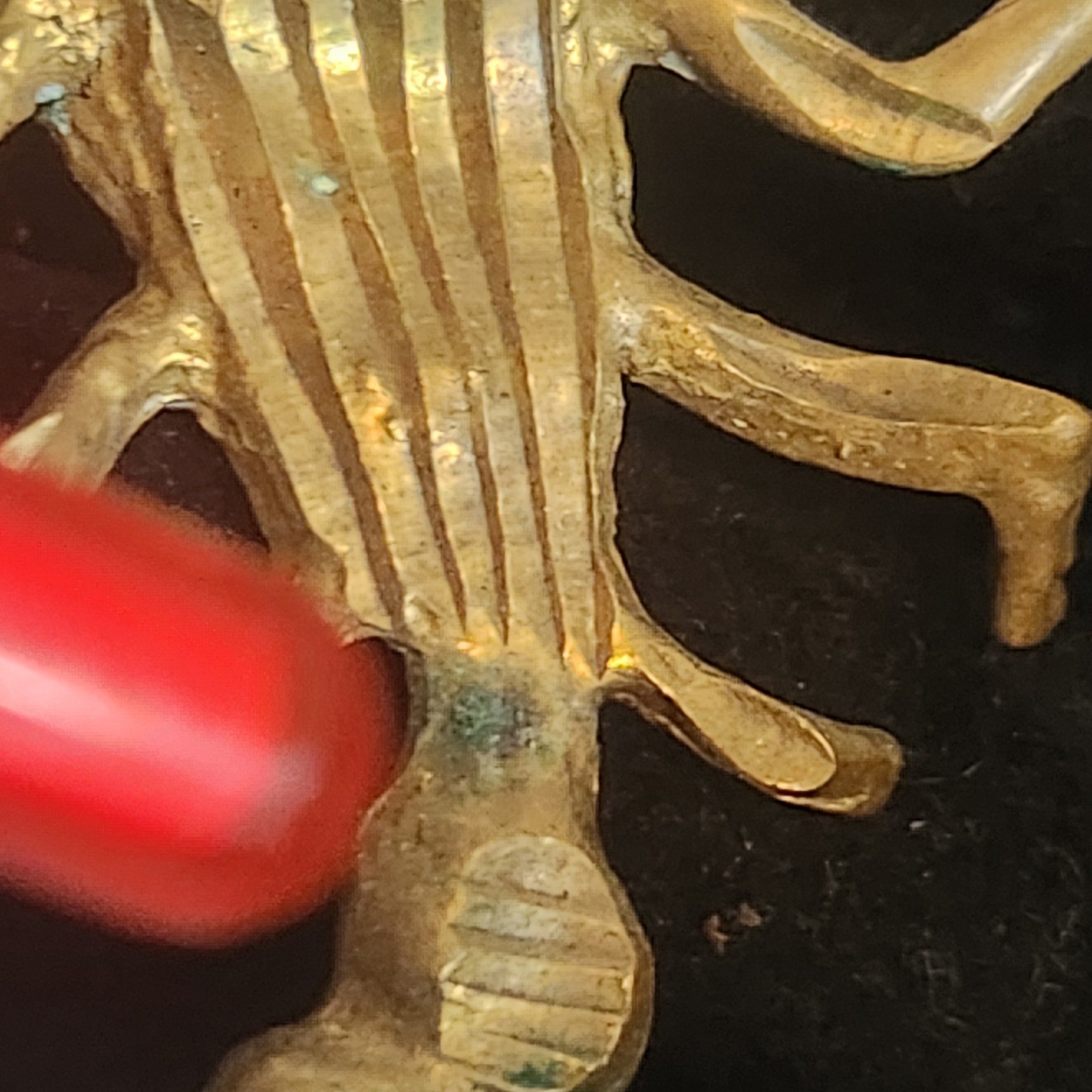 Vintage Gold bronze Tone Scorpion Pendant Red Rhinestone Eye Desert Zodiac