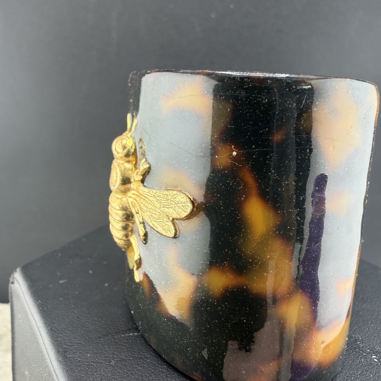 Wimberly Cuff Bracelet Faux Tortoise Shell Acrylic Gold Tone Bumblebee 5.5”
