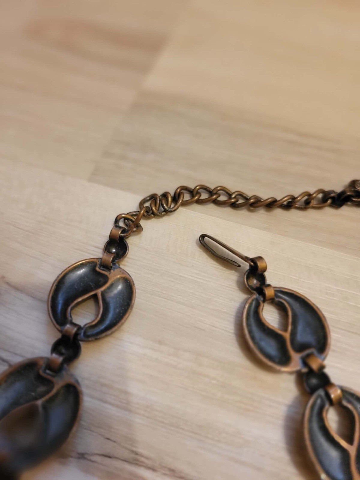 Vintage Copper Beads and Metallic Coated Beads Necklace Set, Earrings, Bracelet
