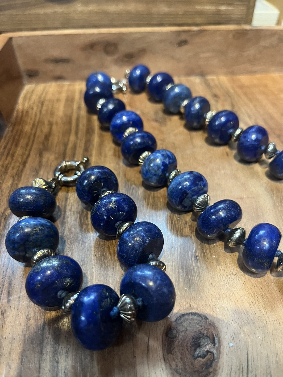 Vintage South Western Sterling and Lapis Necklace And Bracelet Set