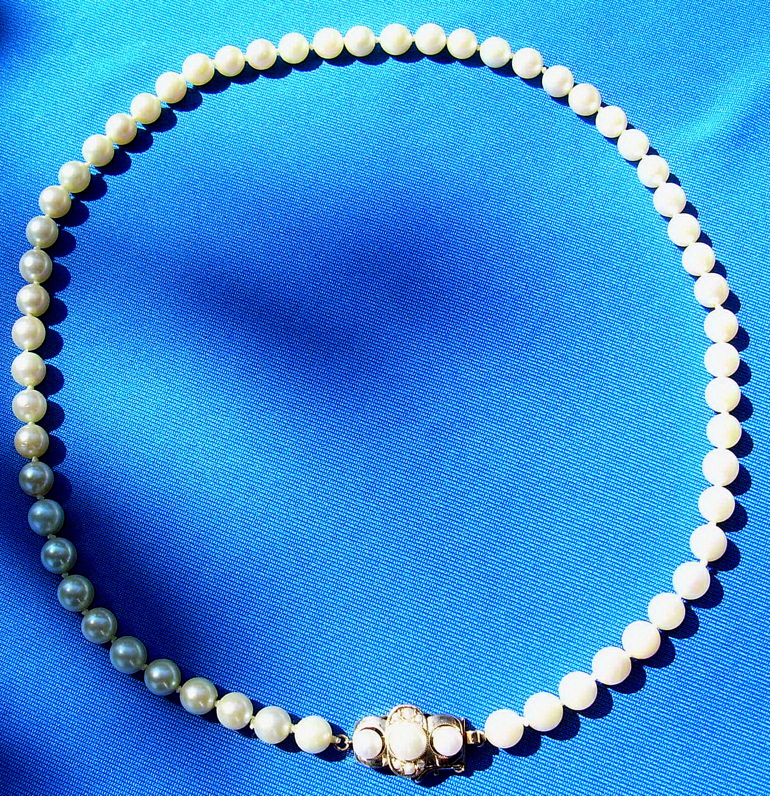 Original Vintage PEARL NECKLACE CHOKER Solid 14K GOLD Art Deco GATSBY ERA CLASP