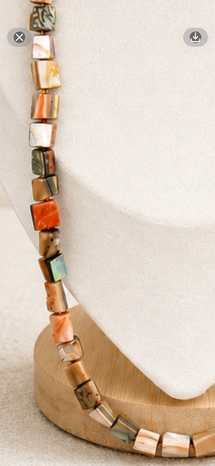 Vintage Abalone & Mother Of Pearl Shell Bead Necklace 27” Iridescent Boho Earthy