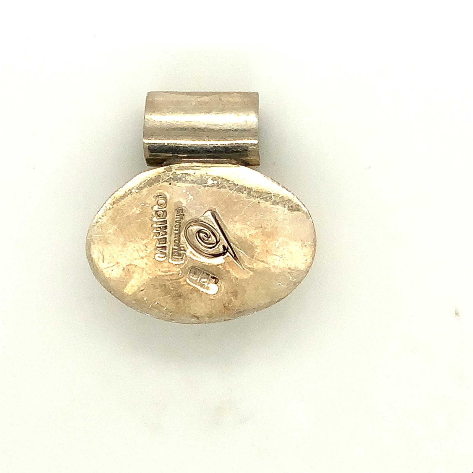 Vintage Sterling Signed 925 Silverworld Mexico Rhodonite Oval Cabochon Pendant
