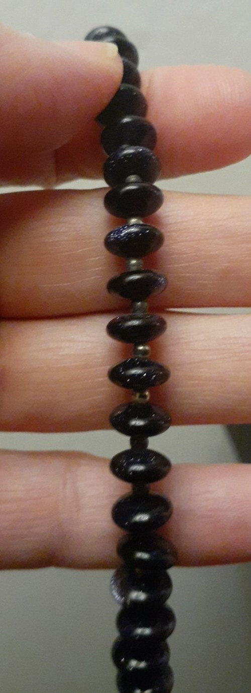 Vintage Artisan Estate Purple Goldstone Beaded Bracelet Size Small