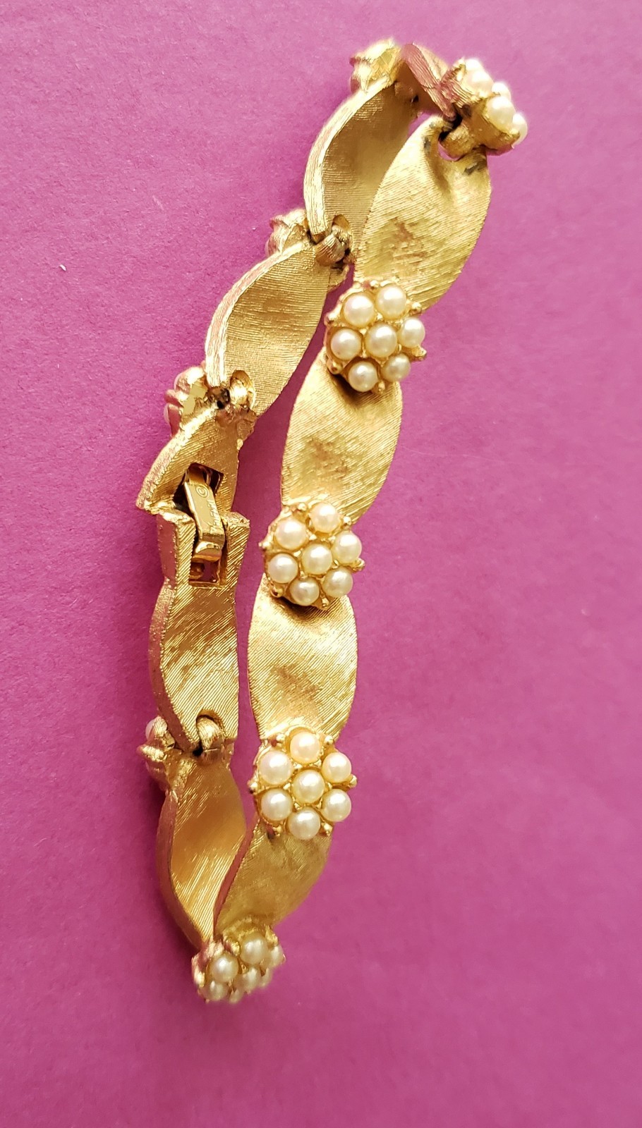 Vintage Crown Trifari Gold Plate Birthday Ribbon Bracelet