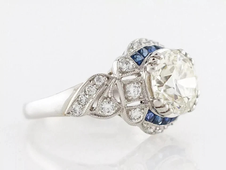 3Ct Art Deco Style Lab Created Diamond Engagement wedding 14K White Gold FN Ring