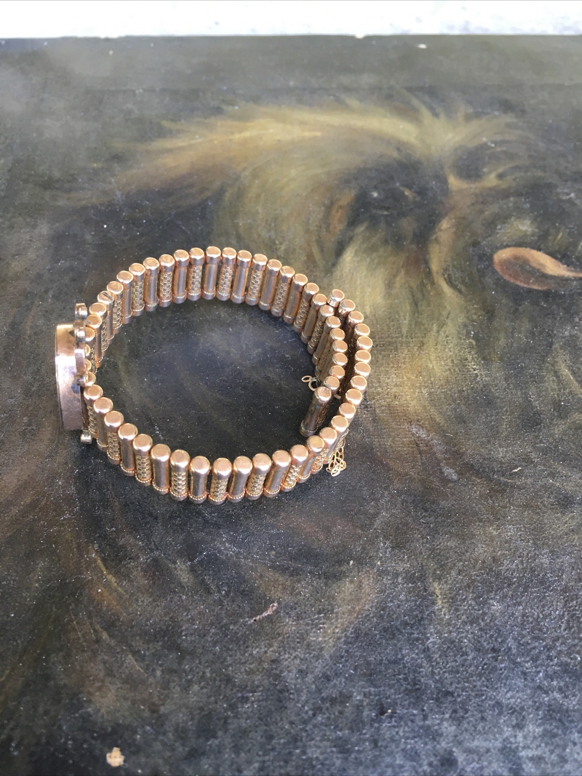 ANTIQUE GOLD FILLED EXPANDING VICTORIAN STYLE HUNTING BRACELET FINELY DETAILED
