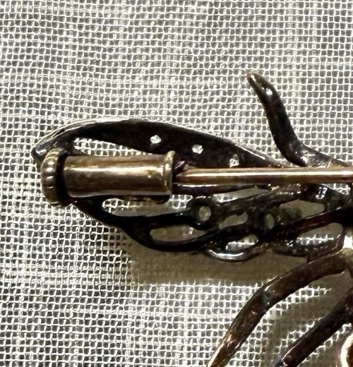 Vintage Sterling Silver Vermeil Bee Wasp Brooch Rhinestone Enamel Figural Pin