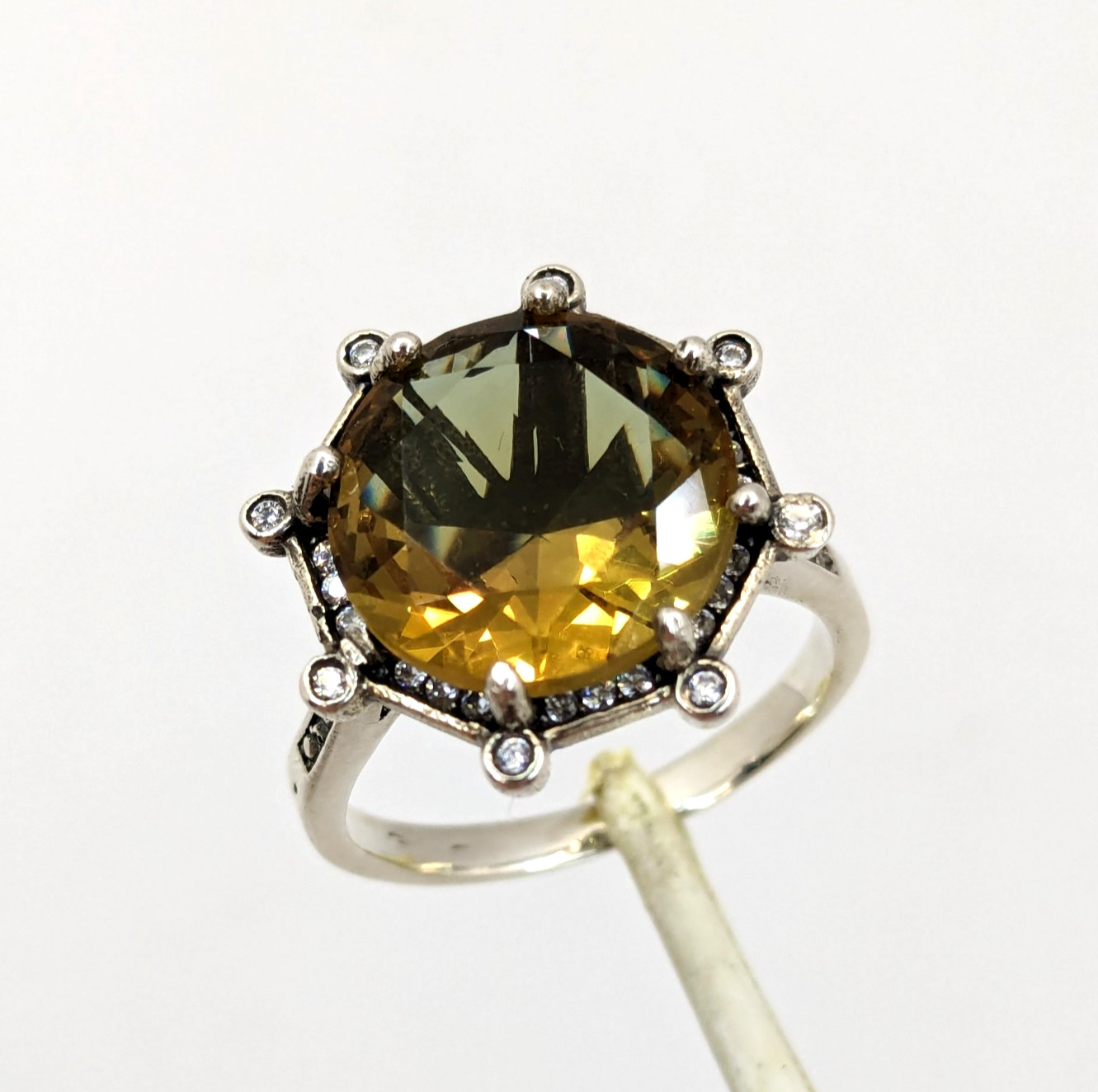 Vintage Luxury RING Silver 925 with Big Bright Stone -size: 7US (17.5mm) | #5