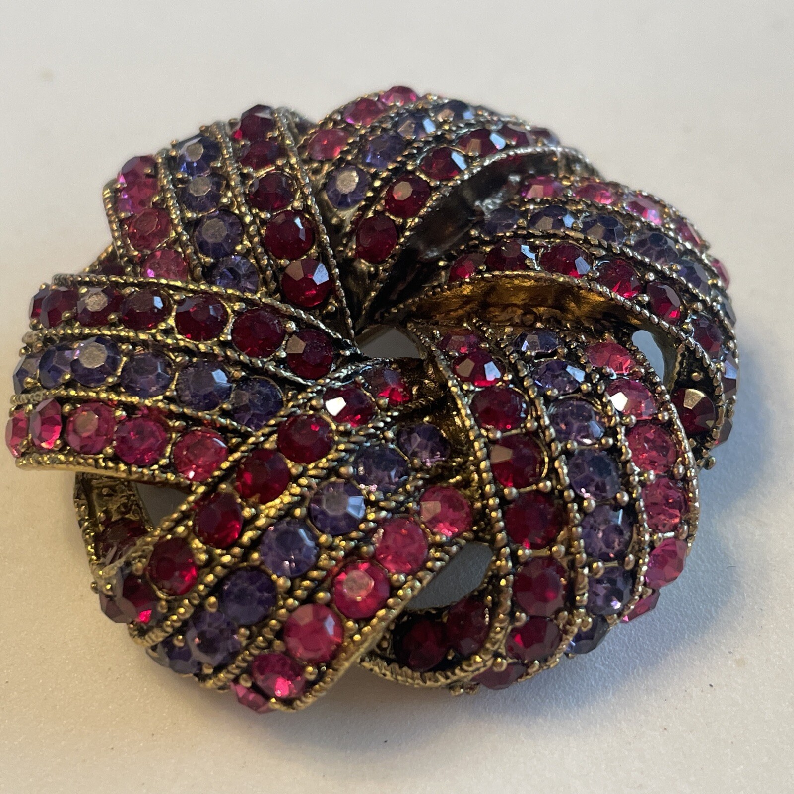 MINT Vintage Monet Signed Red Purple Pink Sparkling Rhinestones Brooch U13