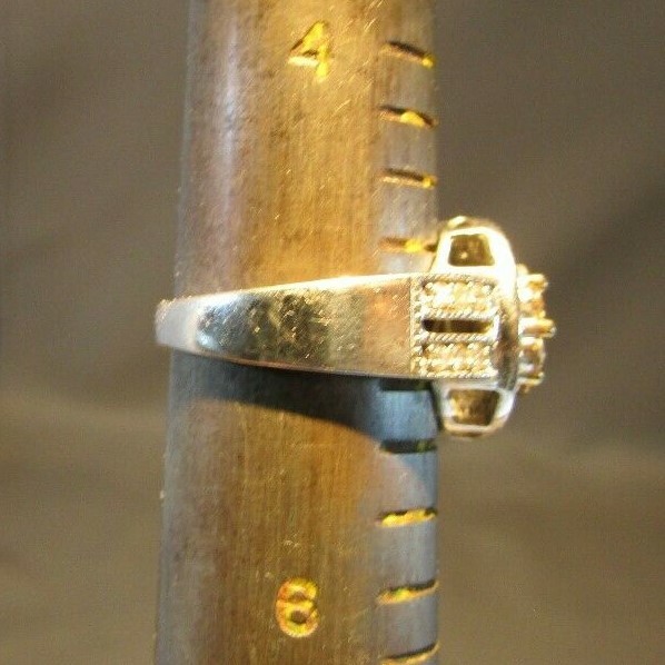 CHAMPAGNE & WHITE DIAMONDS 14k WHITE GOLD RING Size 5 IJDN Interjewel USA