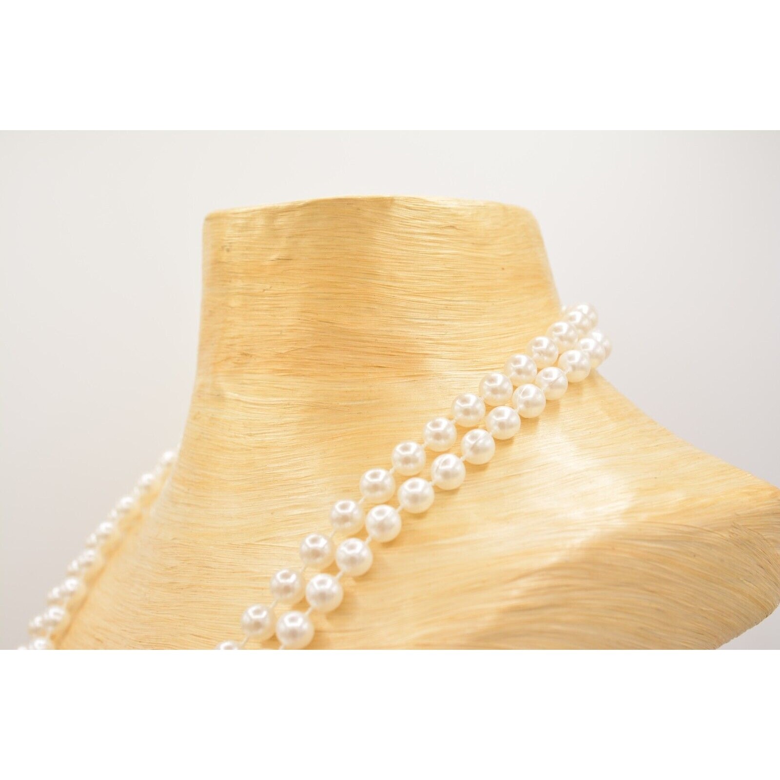 Vintage Pearl Coin Station Necklace Gold Linked White Beaded NOS 1990s BinA12