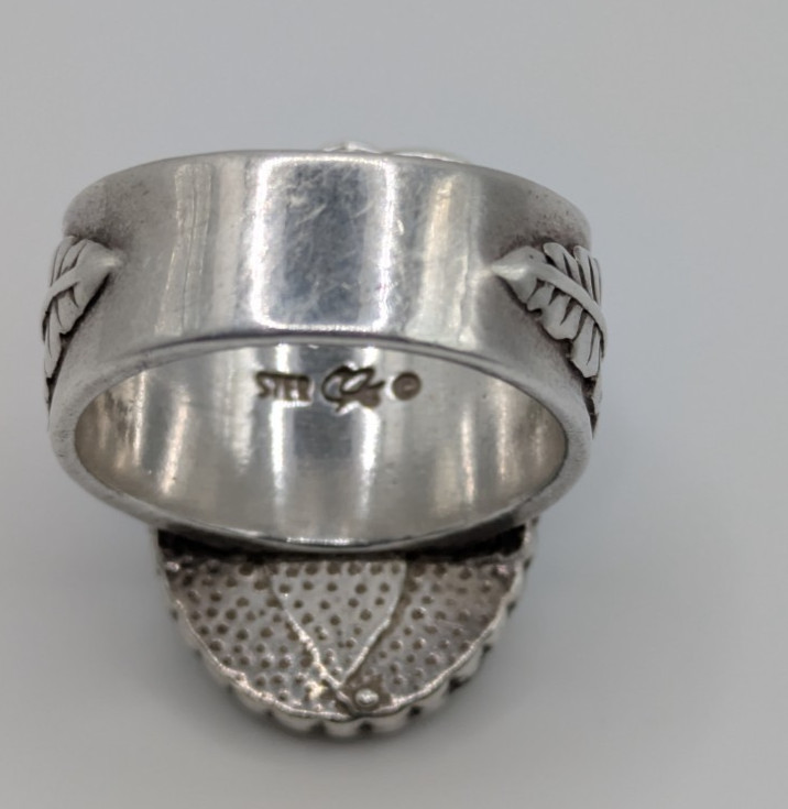 Rare Vintage Silver Carolyn Pollack Southwestern Ring- Size 8/9- Cameo- Blue