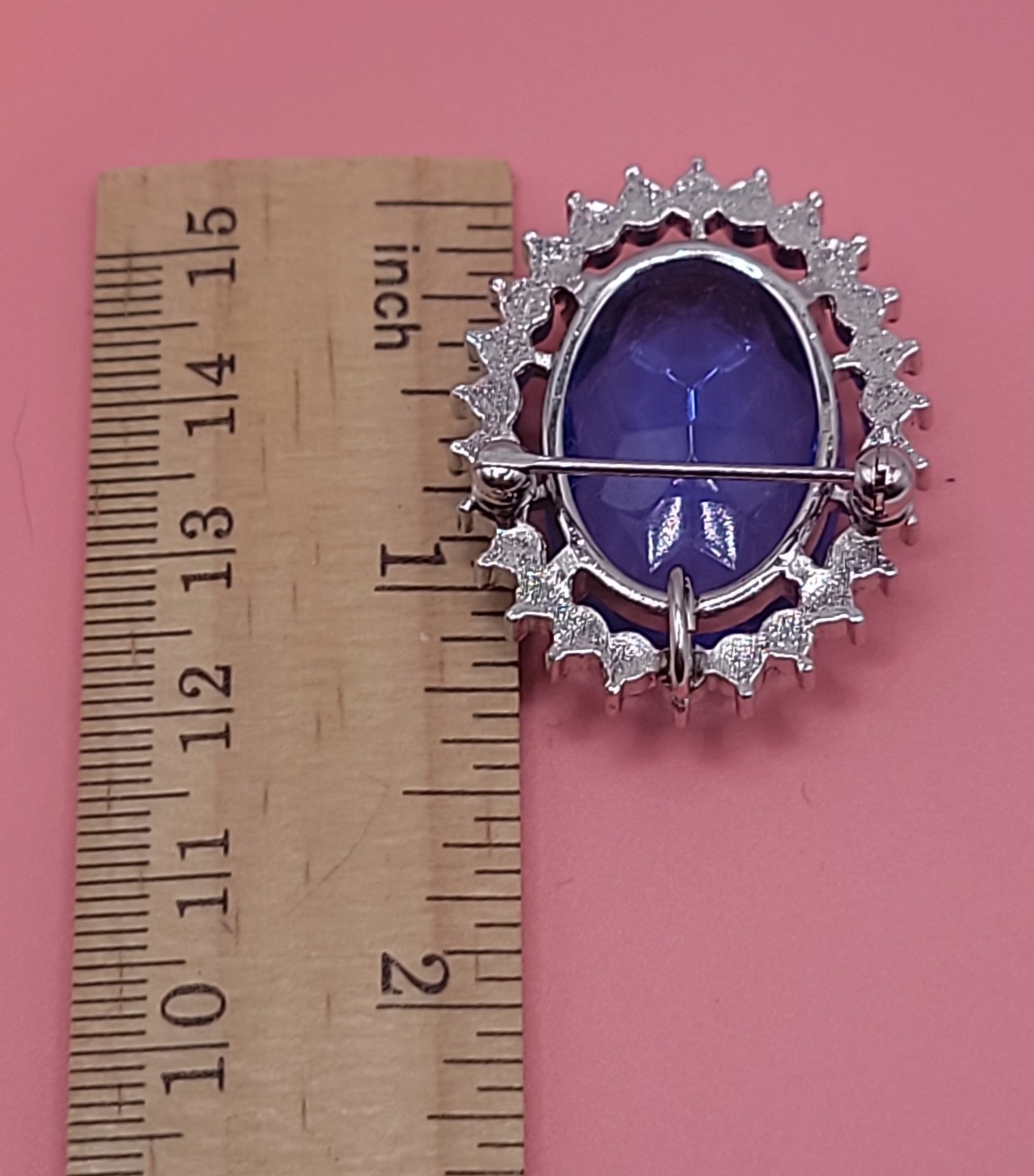 Vtg Avon Creation in Blue Faux Sapphire Rhinestone Convertible Brooch Pendant 72