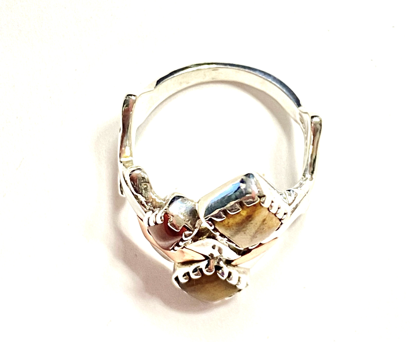 Vintage Sterling & Copper Carolyn Pollack Zig Zag Multi-Gemstone Ring Size 8.25
