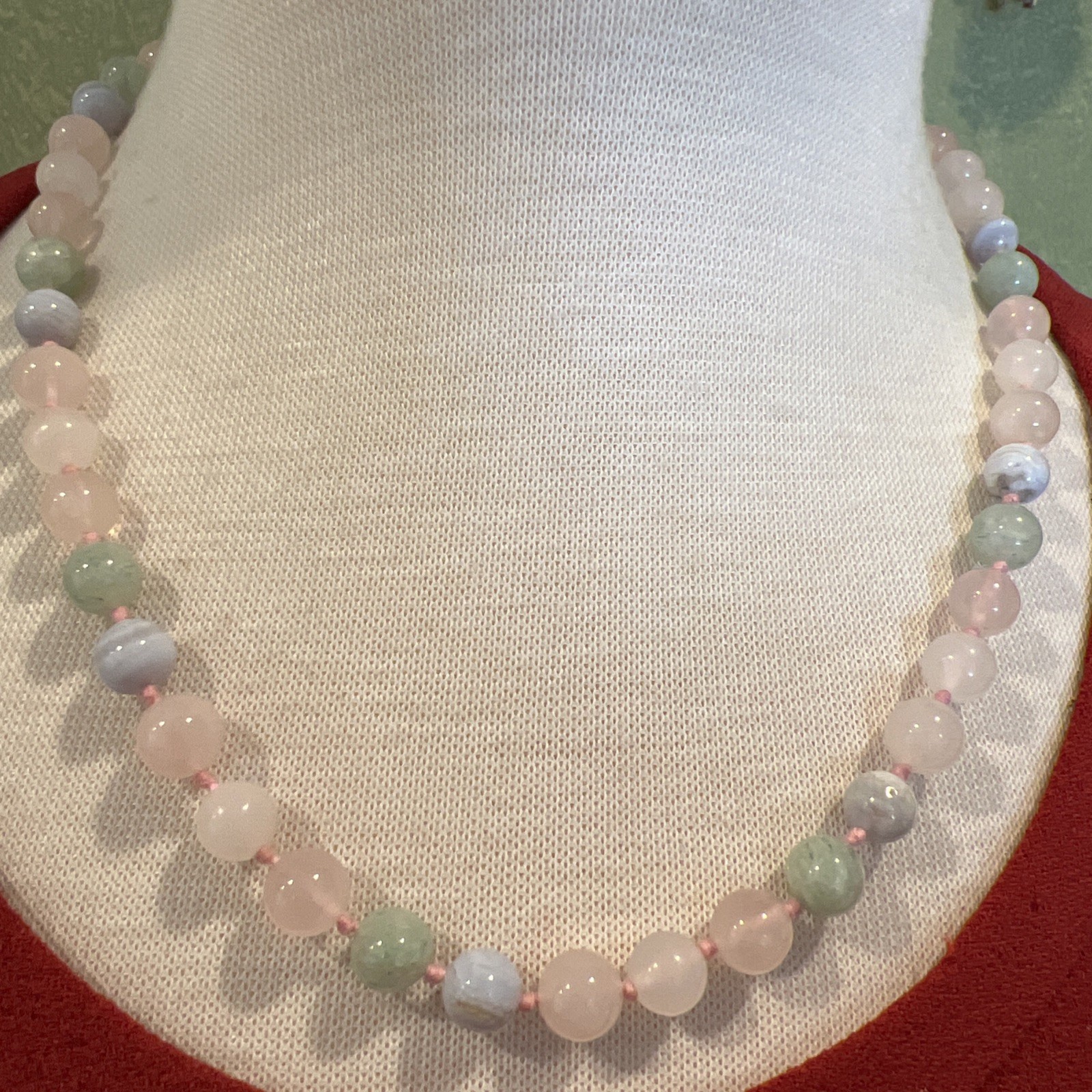 Multi Color Natural Jade Gemstone Beaded Hand Knotted 20”Necklace