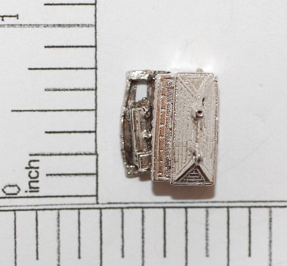 Rare Vintage MOVING Sterling Silver Train At Station Bracelet Charm 4.3g