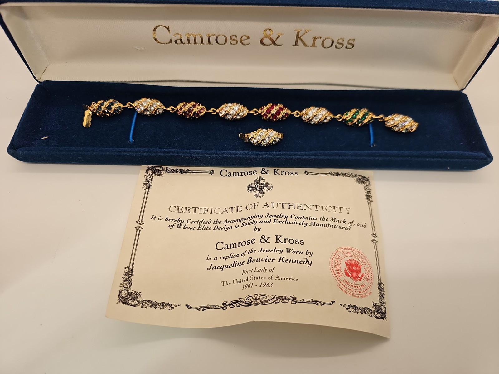 Camrose & Kross Jackie Kennedy JBK Royal Egg Bracelet. Signed JBK