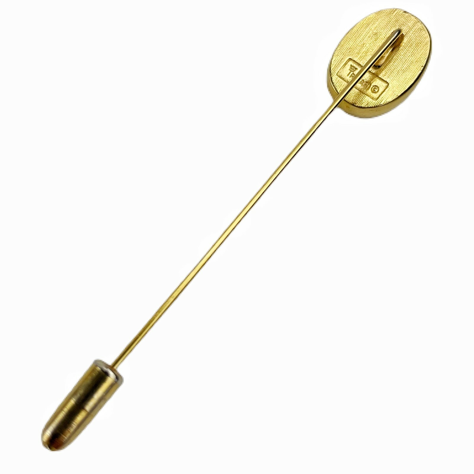 Crown Trifari Cameo Pin Hat Lapel Stick Vintage Gold Tone Orange Cream Victorian