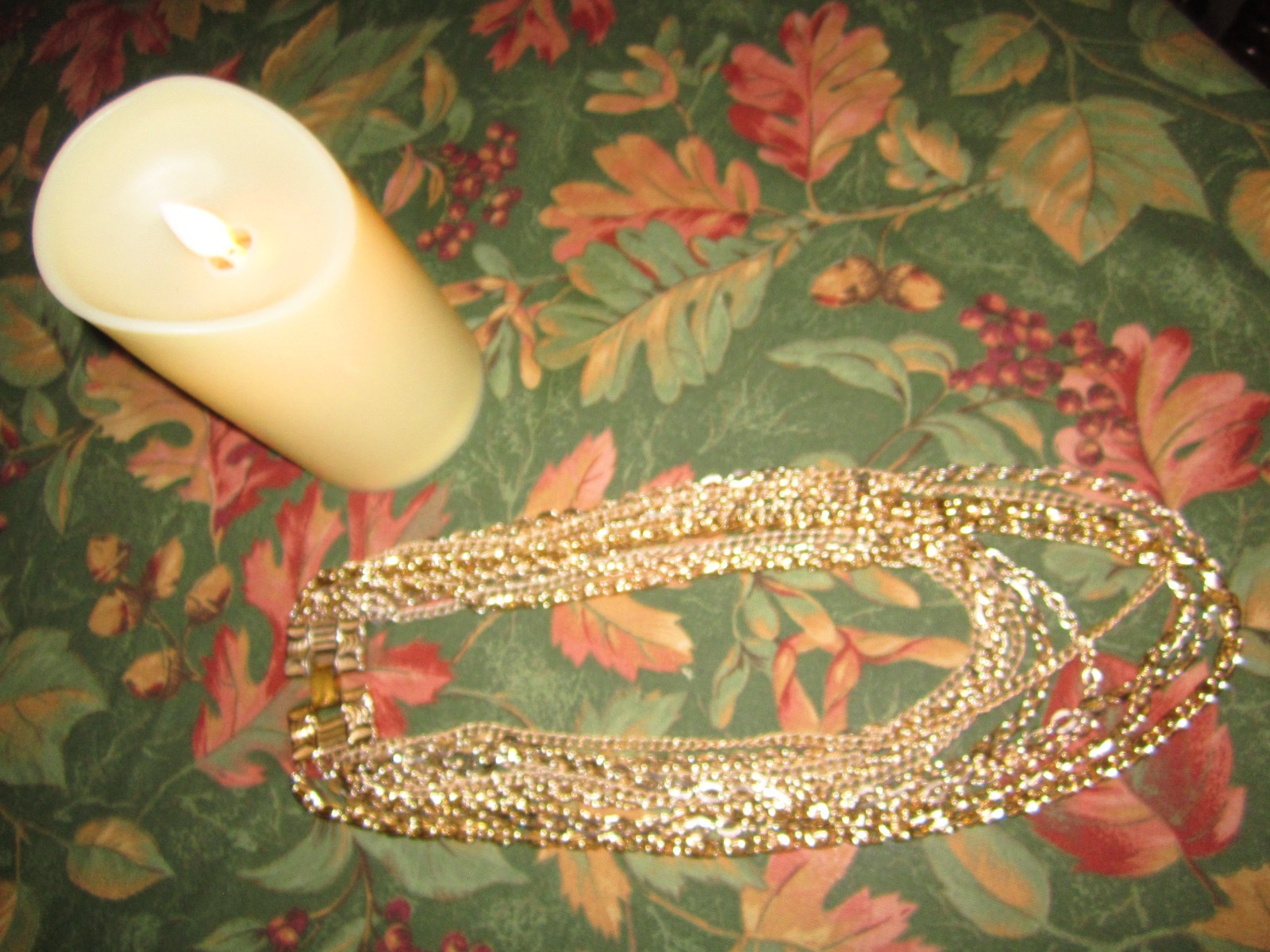 Vintage Signed GERMANY light weight multichain 15”-17” necklace in gold tone