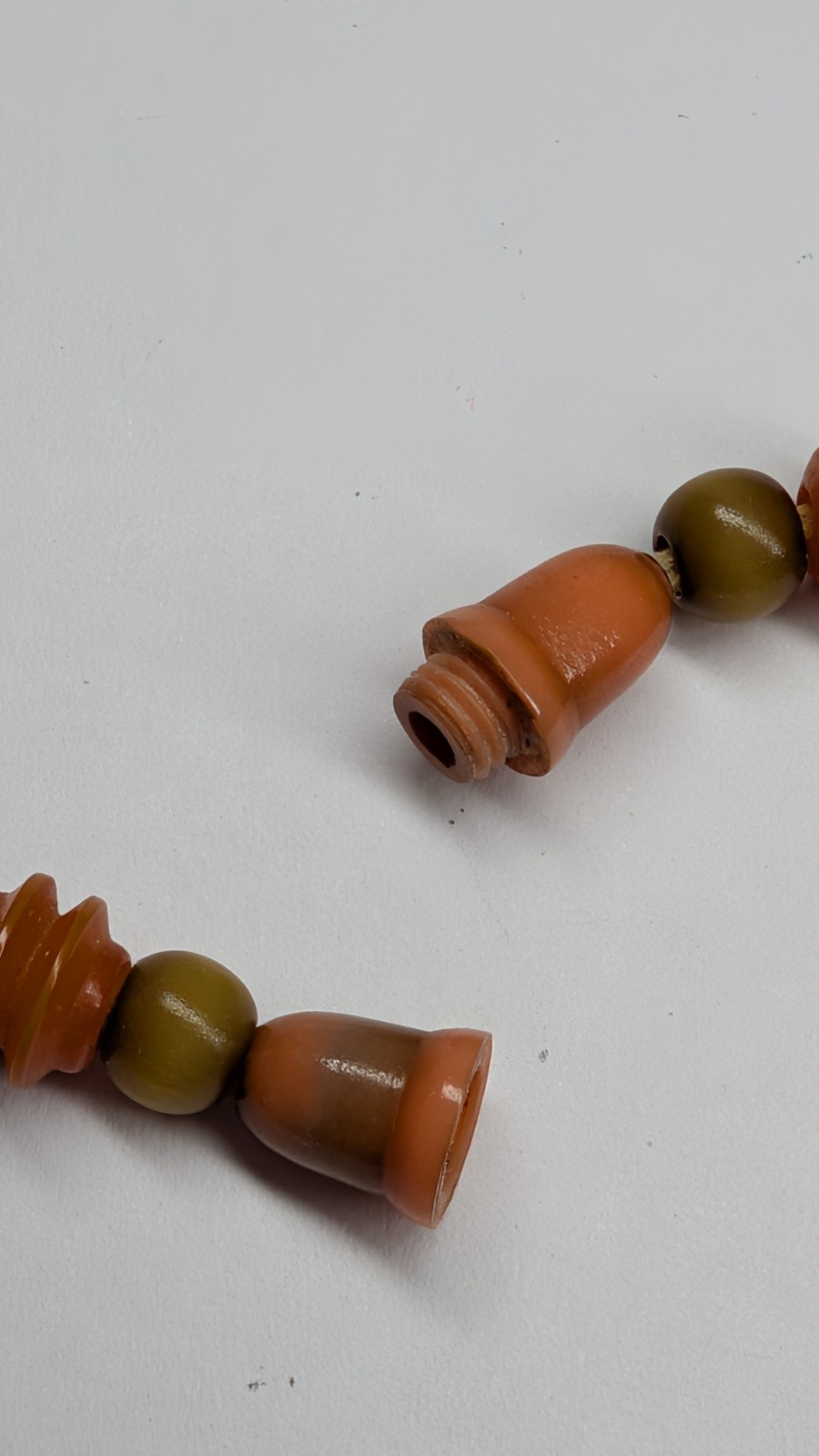 Antique Art Deco intricately carved celluloid bead necklace in Fall colors