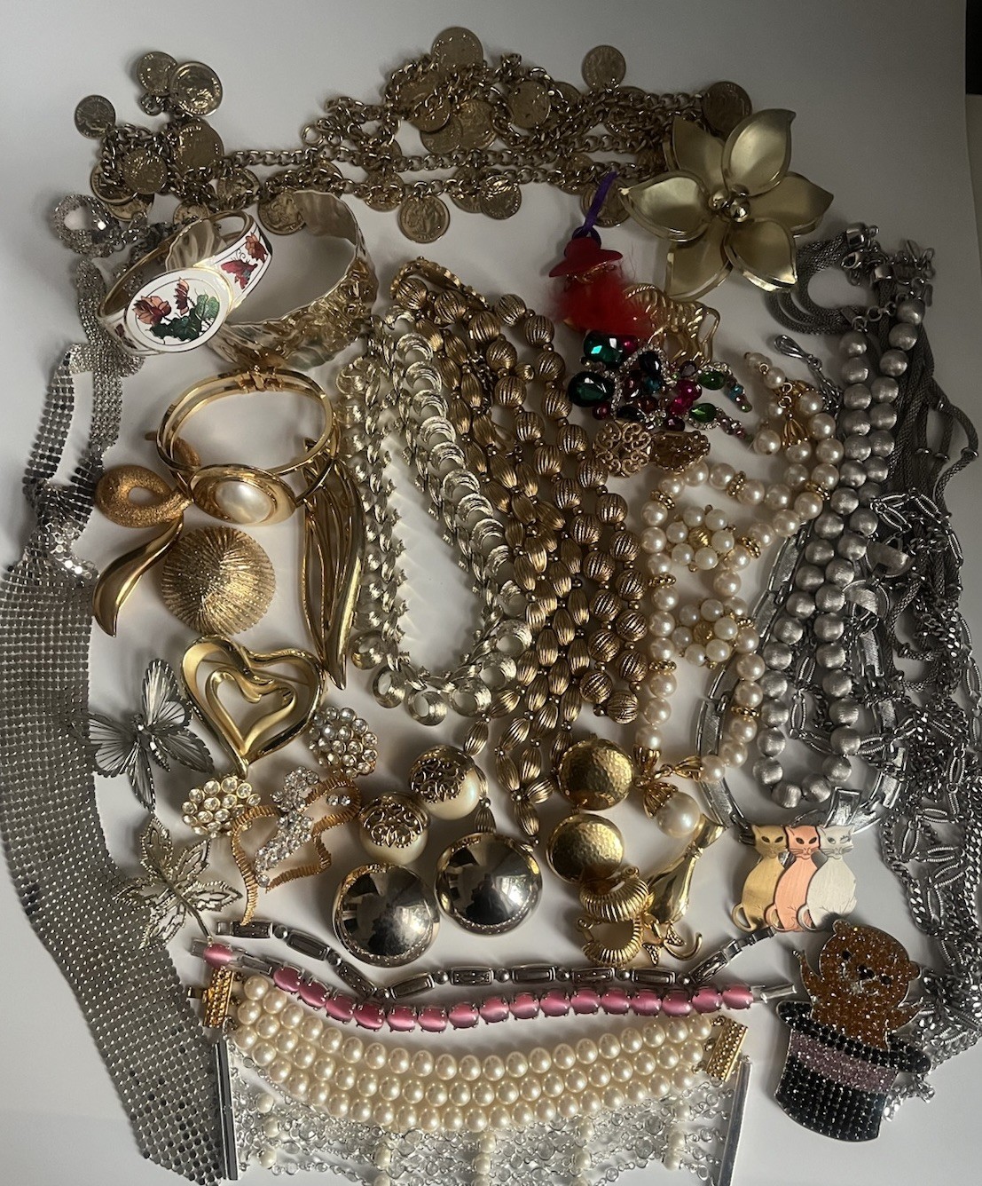 Vintage Jewelry Lot Monet AK LC Lauren Coro Lisner Green Crystal 1960-90’s