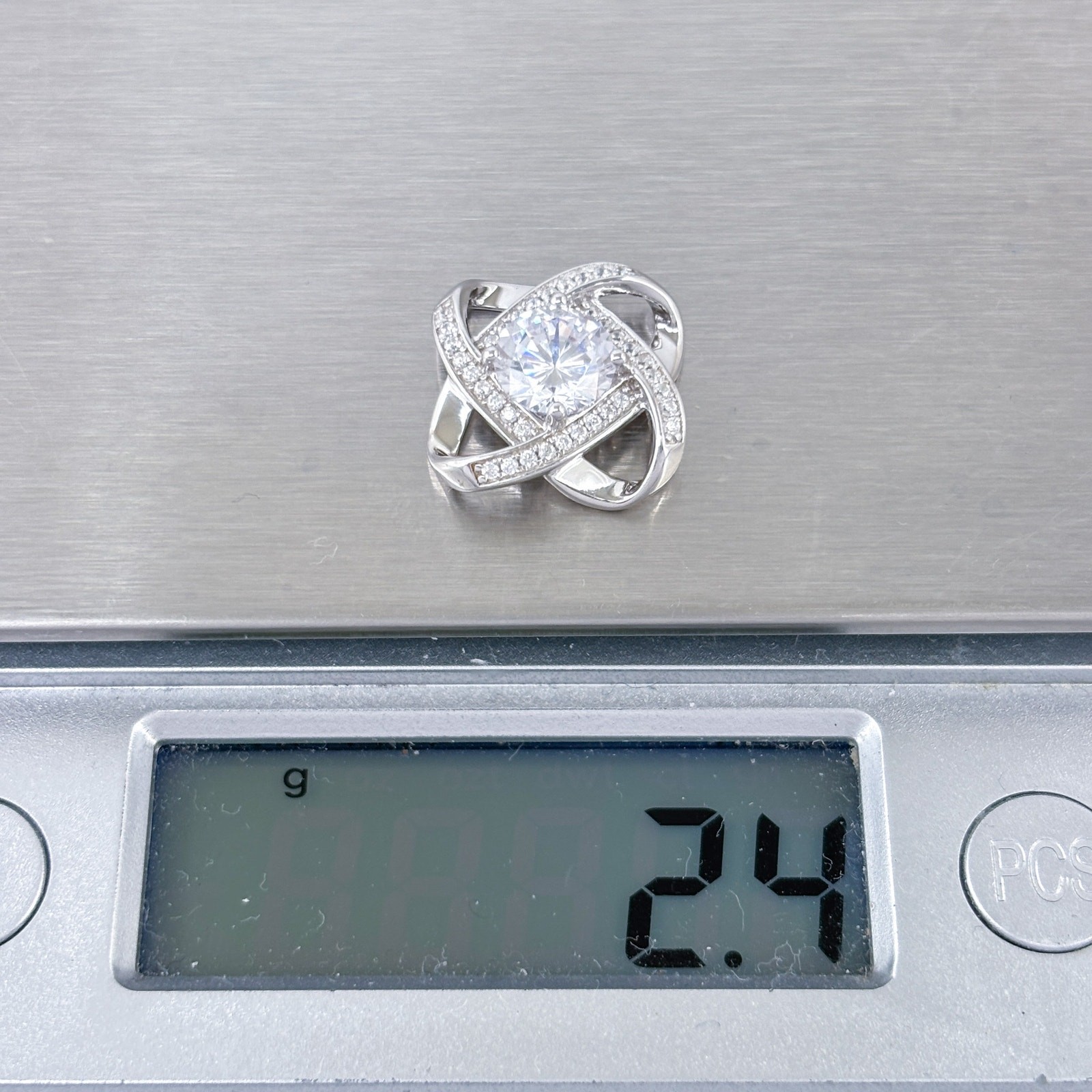 Crossover Cubic Zirconia Cushion Cut Pendant | Vintage Sterling Silver 925