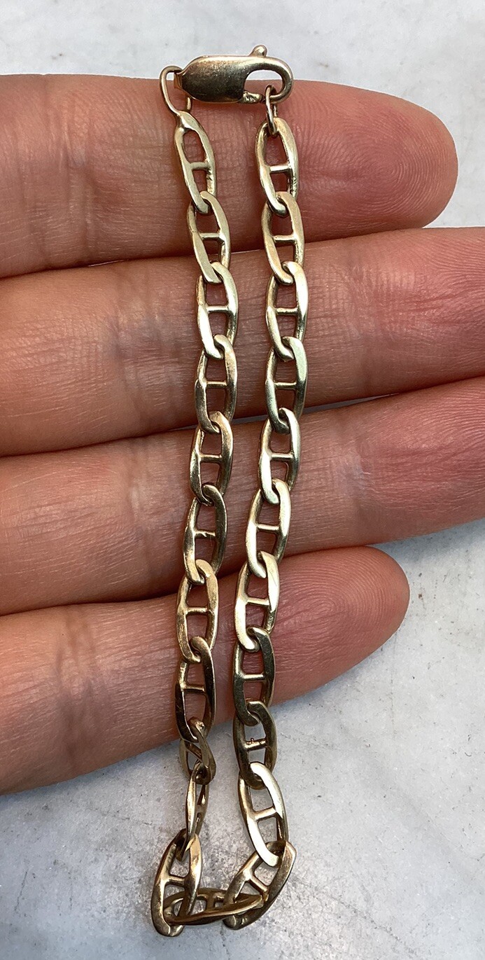 Vintage 14K Gold Anchor Mariner Link Chain Bracelet 4.91 Grams