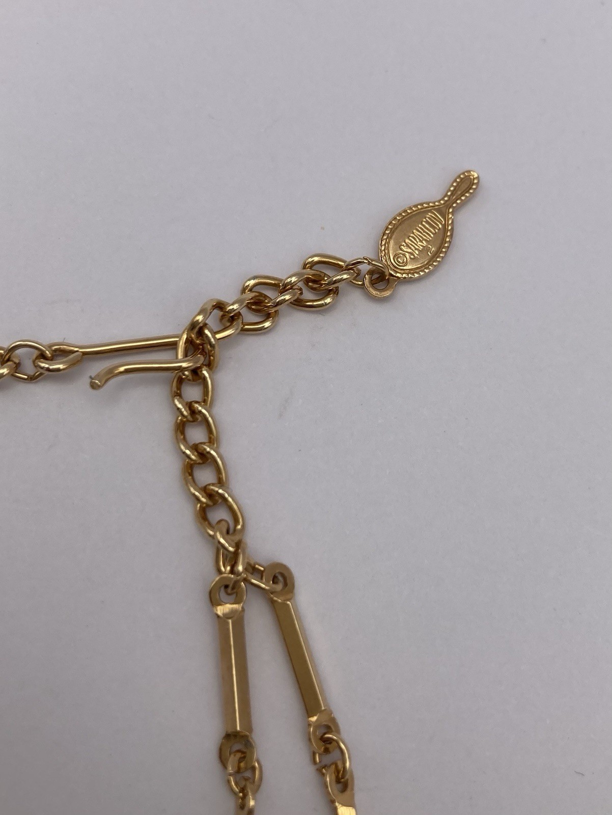 Vintage Sarah Coventry Geometric Gold-Tone Necklace 17.75” Long Fish Hook Clasp