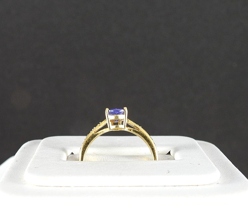 18K Gold Blue Violet Tanzanite Color Pear Cut Ring Diamond Accent Fine Jewelry