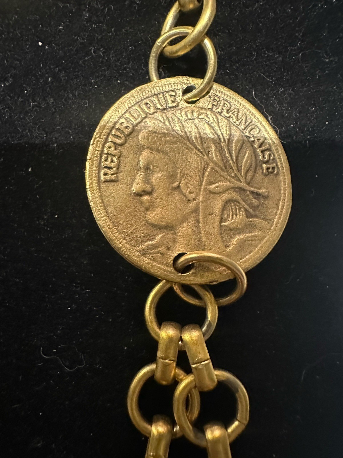 Vintage Coin Necklace Yochi New York 24 Kt Gold Plated Double Strand Link Signed