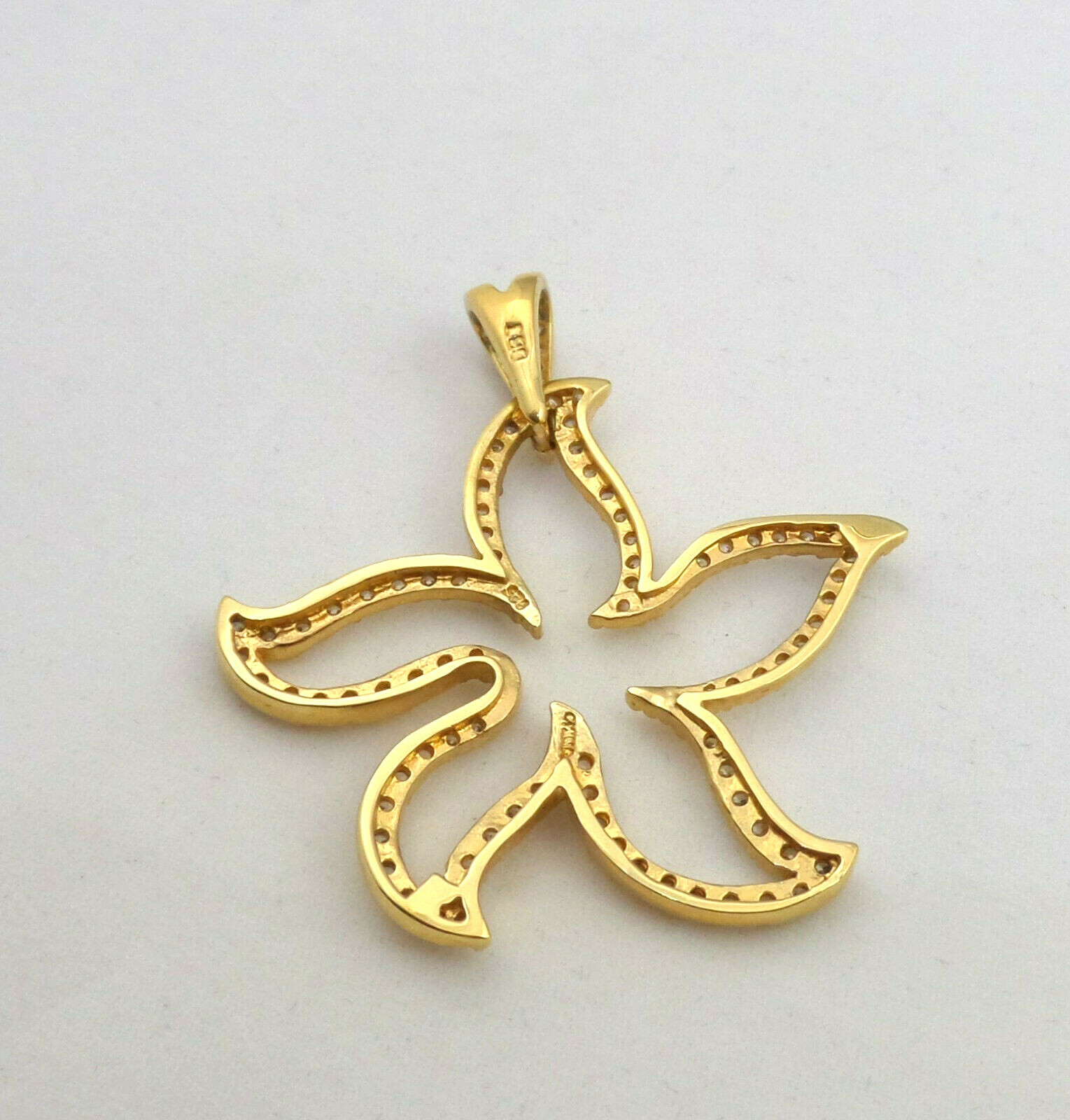 VTG Vermail Sterling Star Flower Pendant With Clear CZ’s Almost 2” Tall DBJ