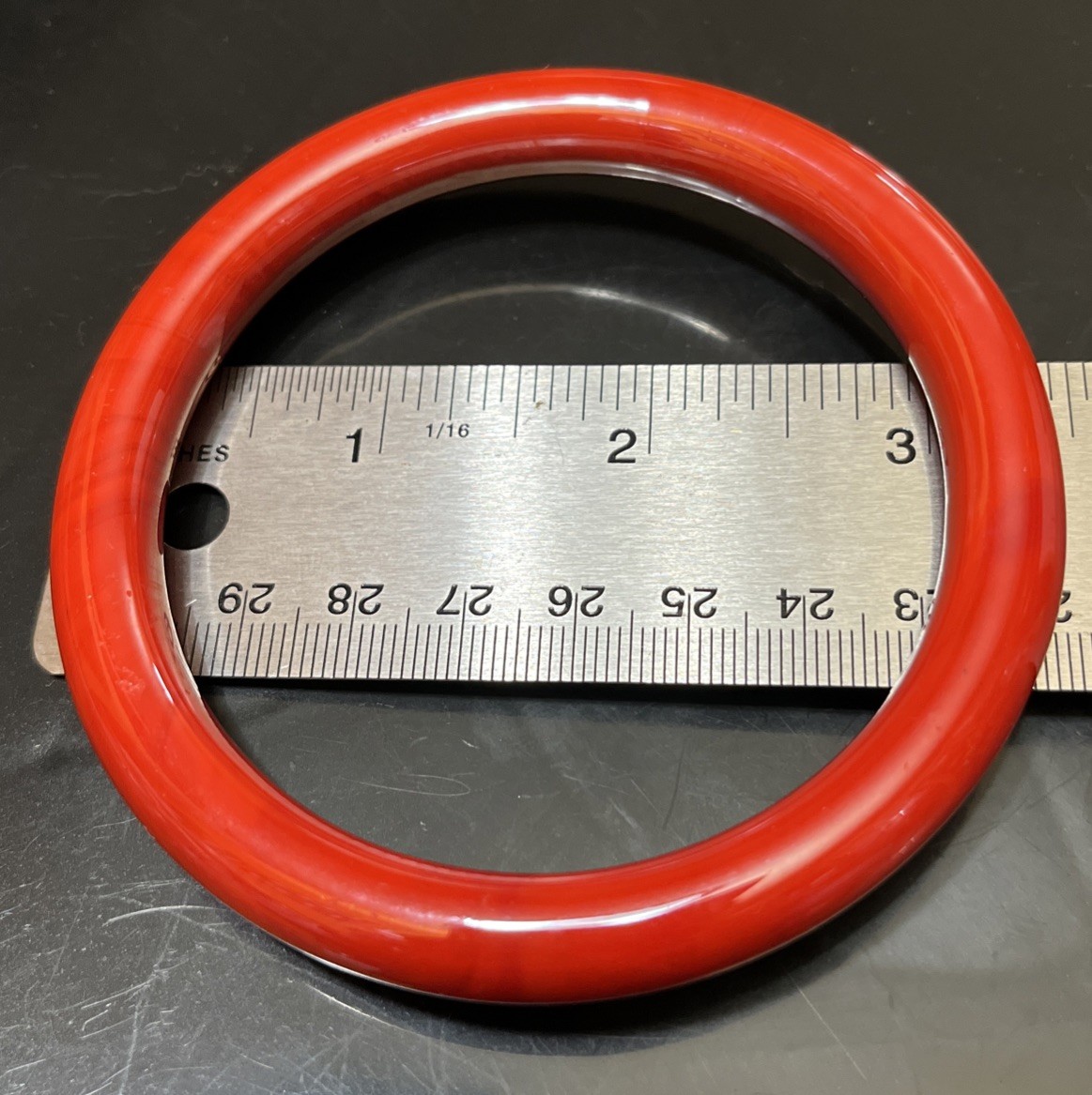 Vintage Iridescent Cherry Red Glass Bangle Bracelet 22cm Or 8.67” Large