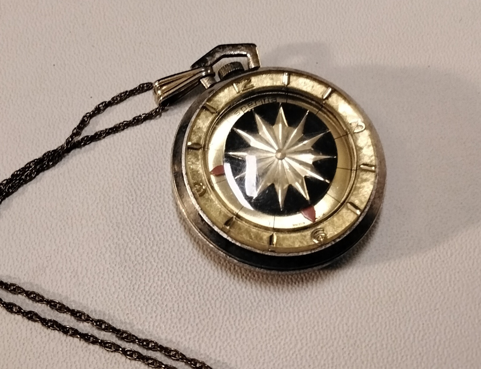 1-Vintage Gold tone Sperina swiss made Pendant Watch, manual winding-Works