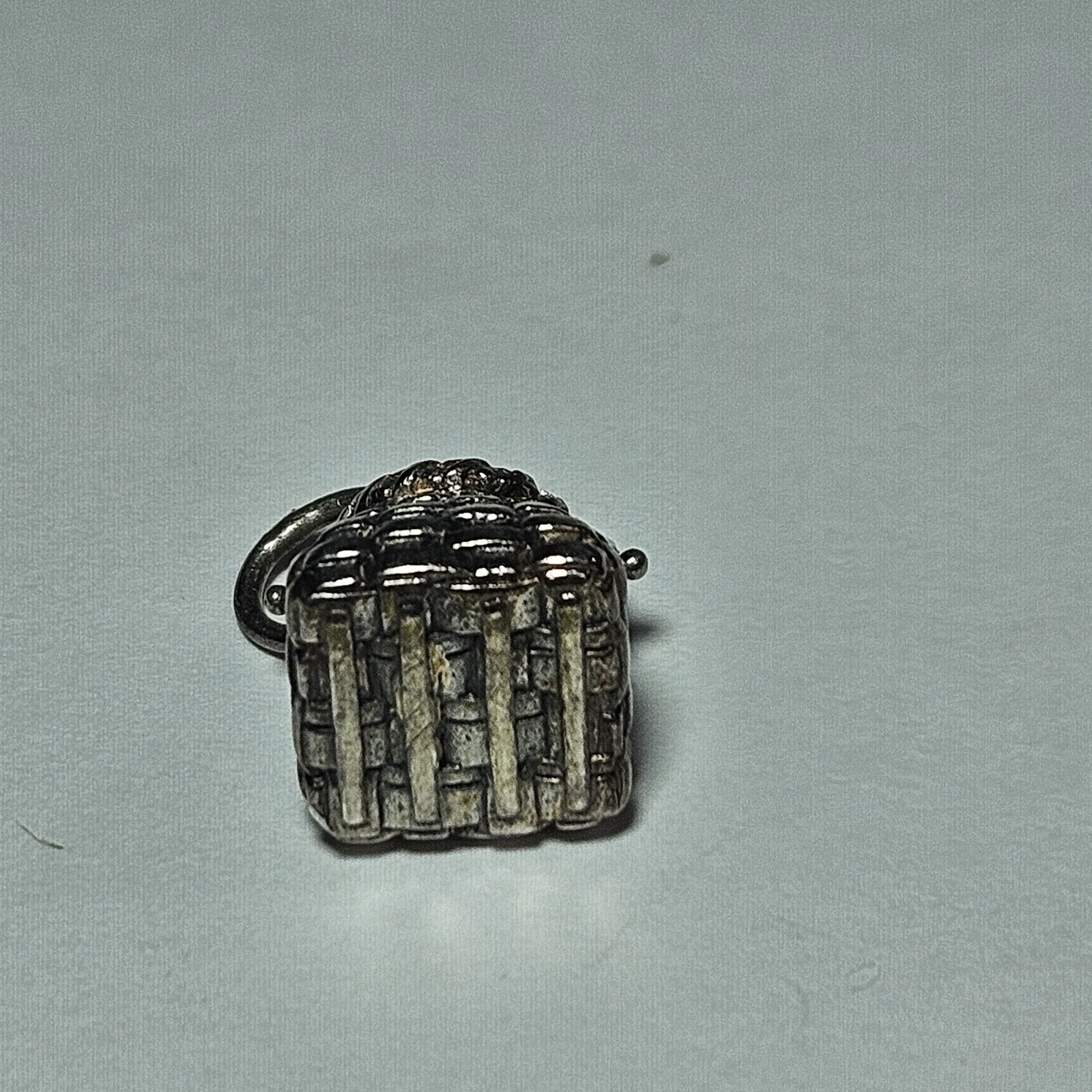 Vintage RCB Sterling Silver 1 Cm Wicker Basket With Handle Charm 4.56 Grams 925