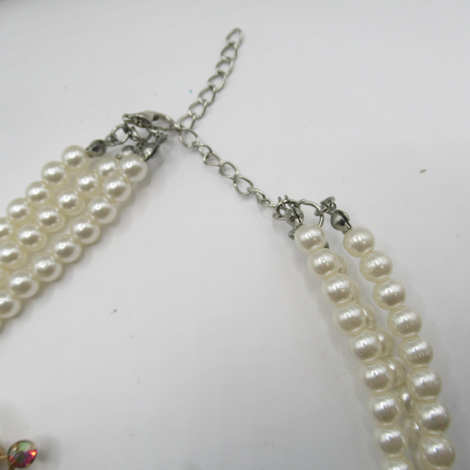 Gray and White Faux Pearl Collar Necklace Vintage