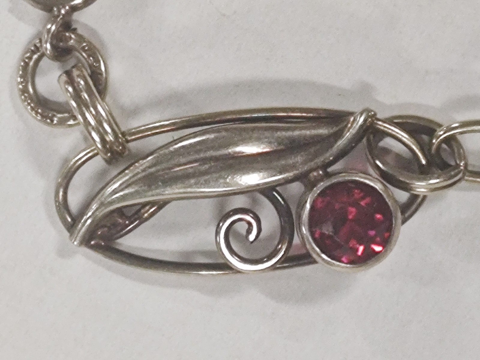 Vintage Carl Art 1/20 12K Gold Filled on Silver Bracelet Red Glass Stones Mid…