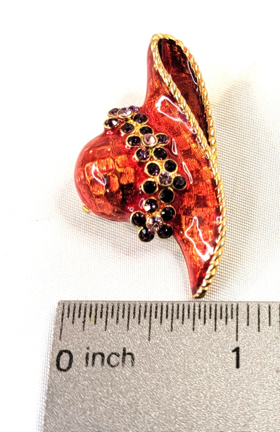 Ladies Fancy Red Hat Society Pin Brooch Rhinestone Ribbon Bow Grandma Princess