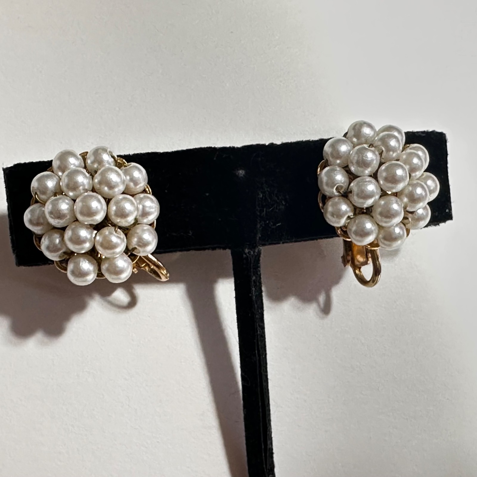 Vintage Hobe Faux Pearl Cluster Earrings Combo Clip On Screw Back Old Money