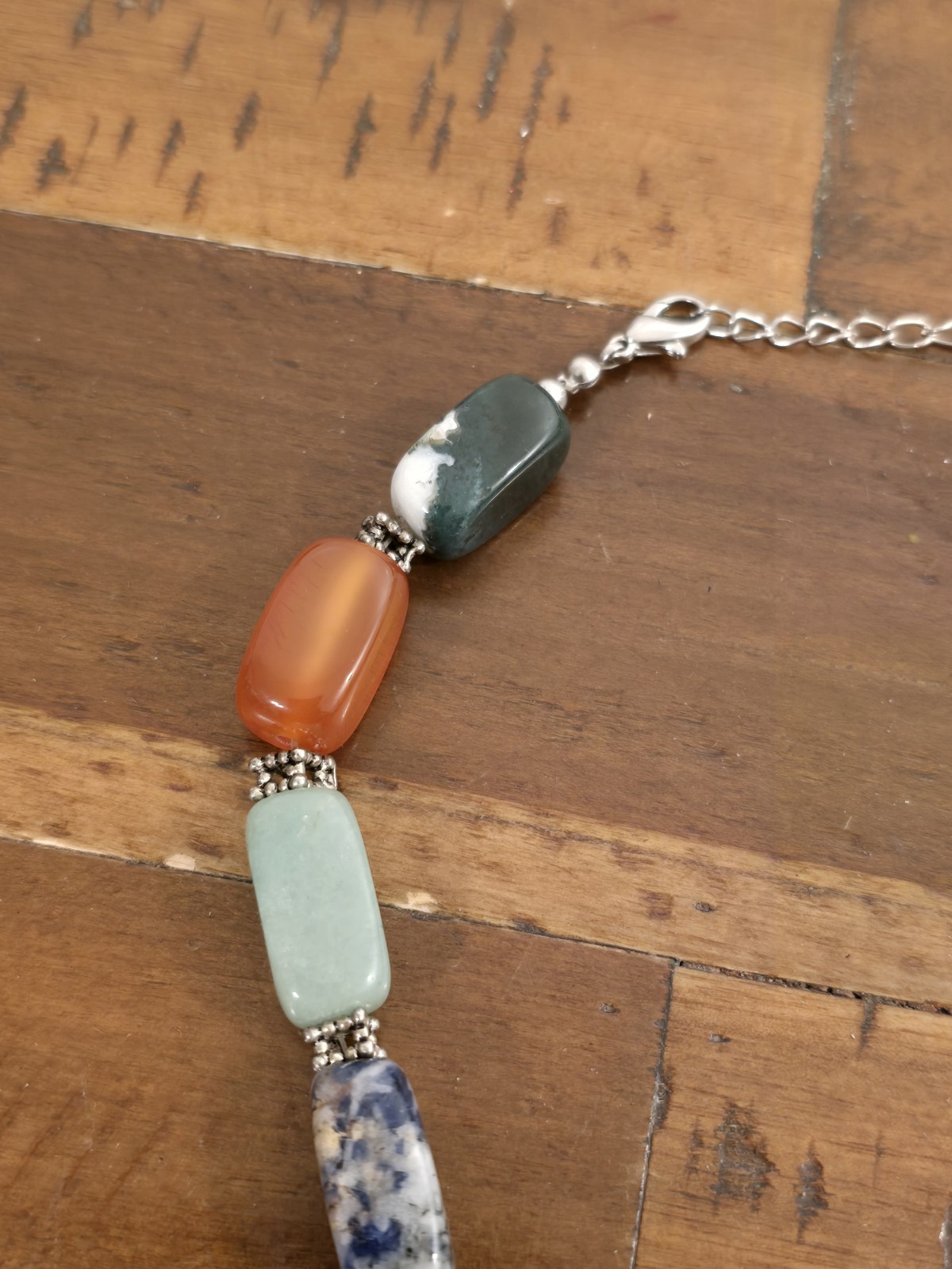 Vintage Necklace Rose Quartz Jade Tigers Eye Estate Fine Jewelry Pre-Owned Stone